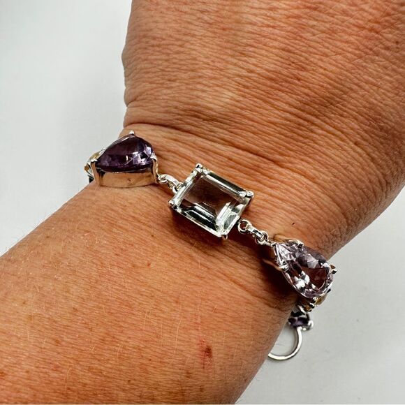 NWOT 7" One-of-a-kind multi-gemstone bracelet in sterling silver! - Picture 6 of 11